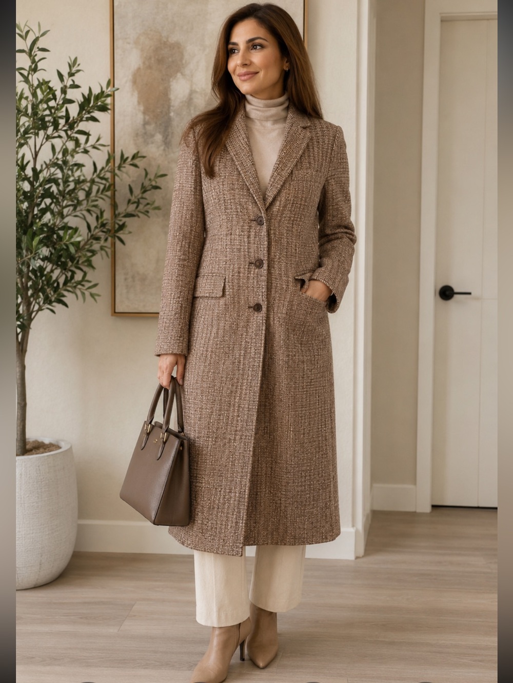 CARZOGLIO long 100% lama plaid coat size M